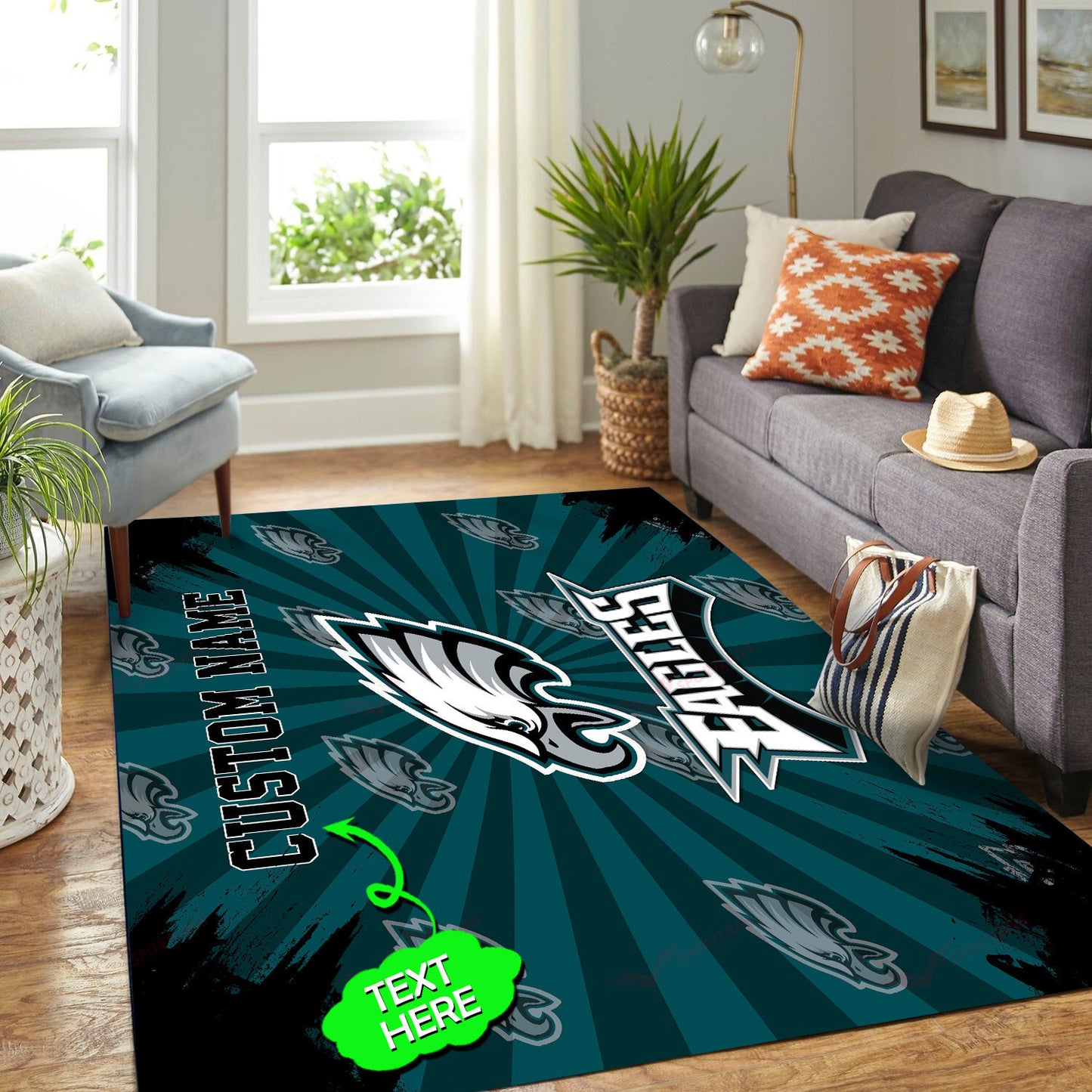 Philadelphia Eagles Personalized Premium Rectangle Rug 66