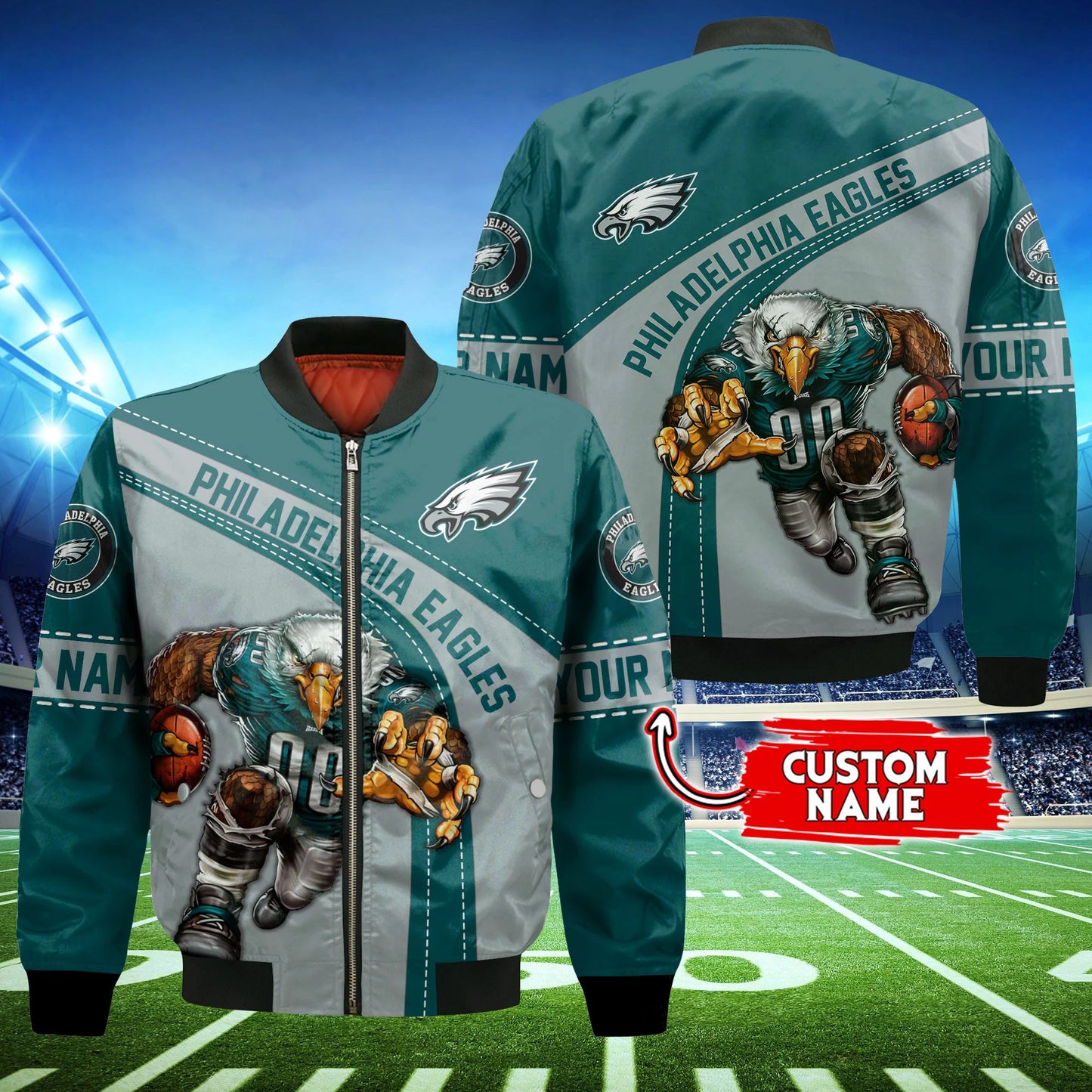 Philadelphia Eagles Personalized Thick Bomber Jacket CS133
