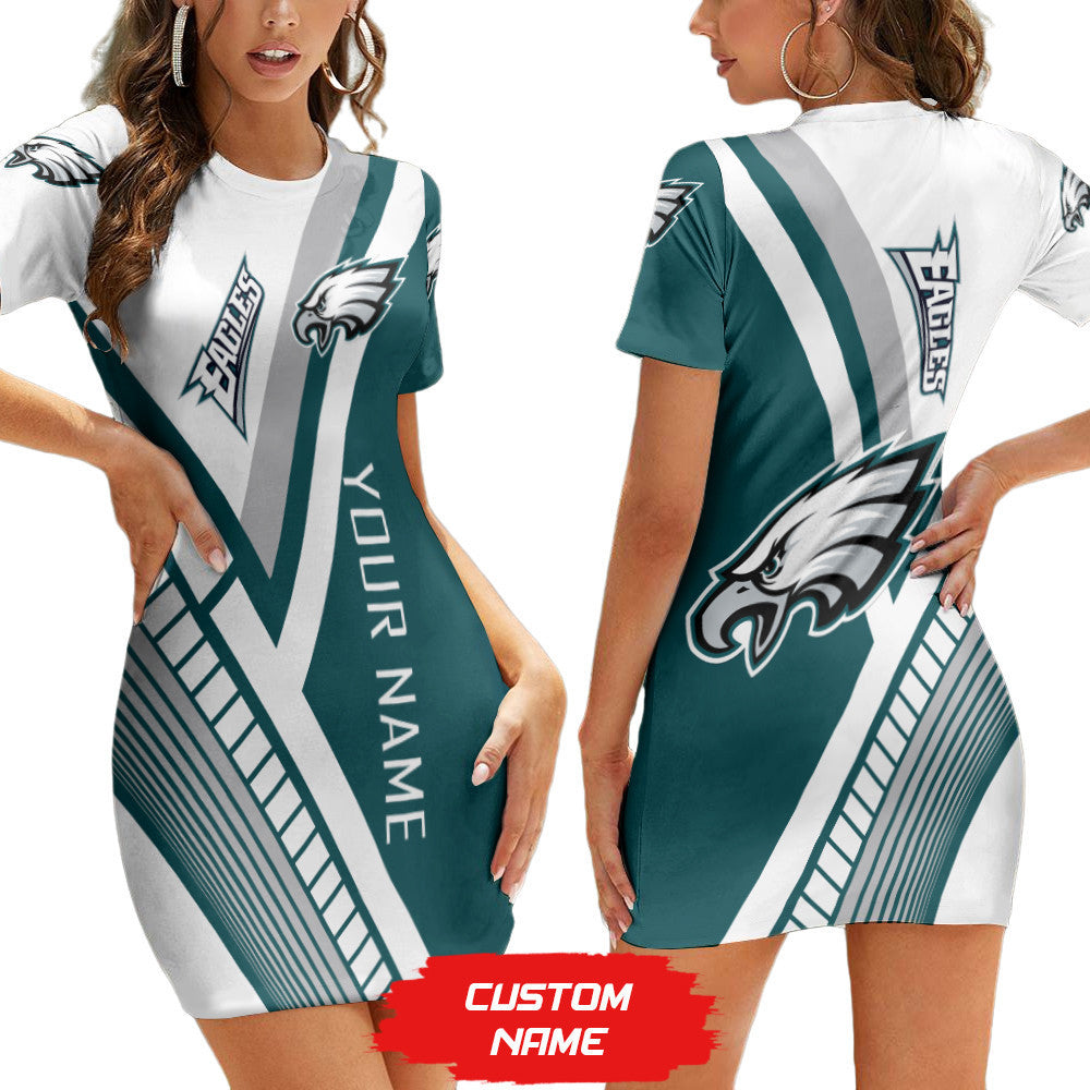 Philadelphia Eagles Short Sleeve Bodycon Mini Dress BG275
