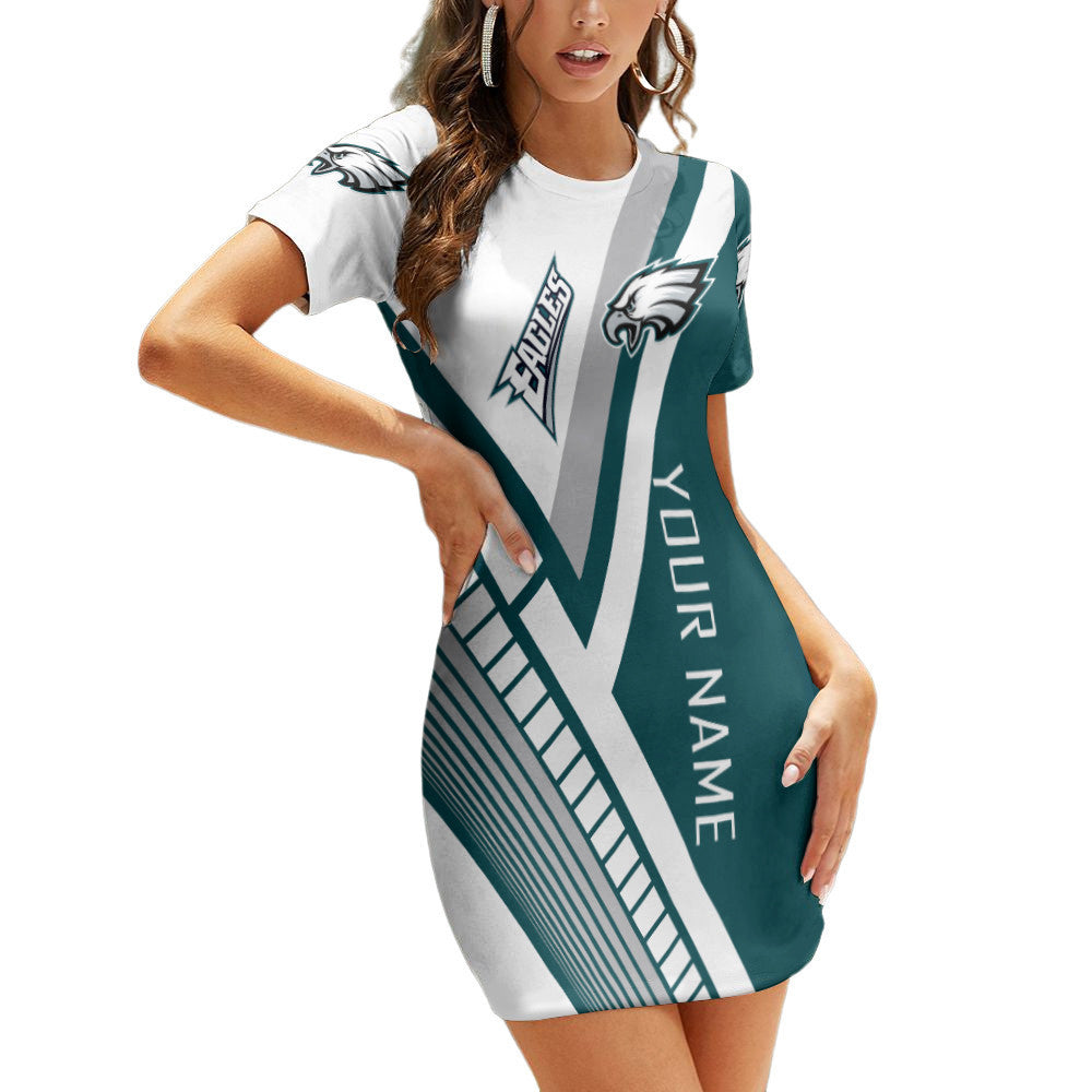 Philadelphia Eagles Short Sleeve Bodycon Mini Dress BG275