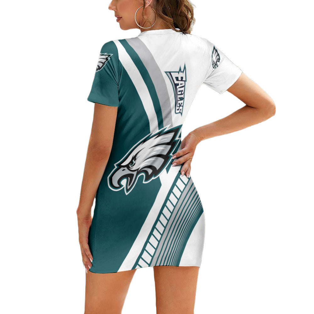 Philadelphia Eagles Short Sleeve Bodycon Mini Dress BG275