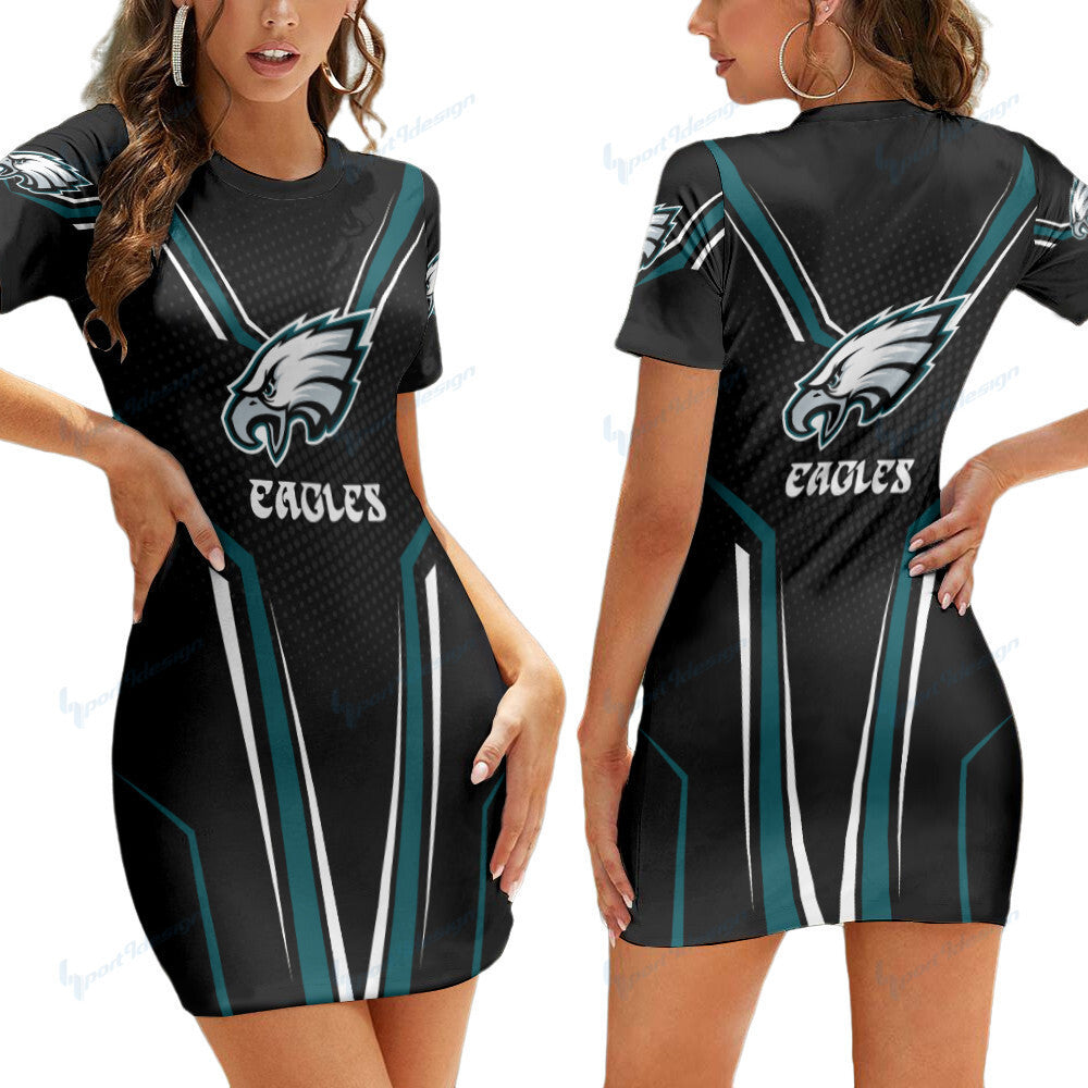 Philadelphia Eagles Short Sleeve Bodycon Mini Dress BG296