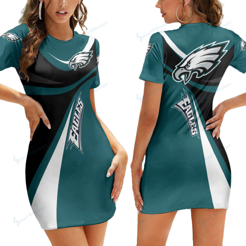 Philadelphia Eagles Short Sleeve Bodycon Mini Dress BG335