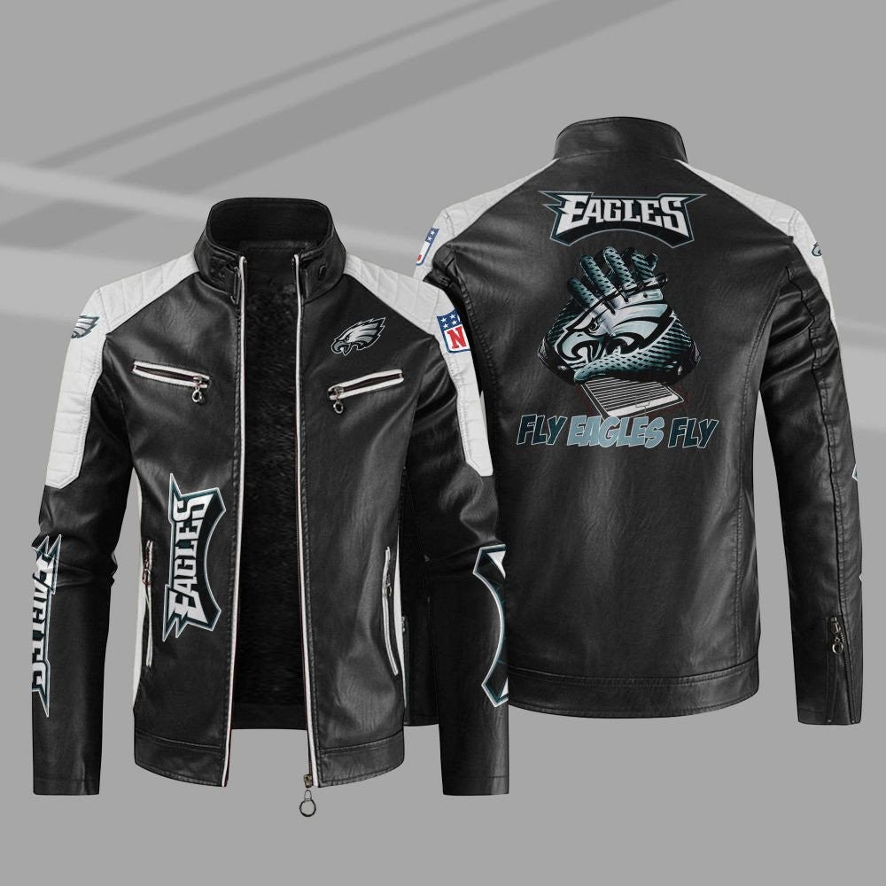 Philadelphia Eagles Stand Collar Leather Jacket BG18