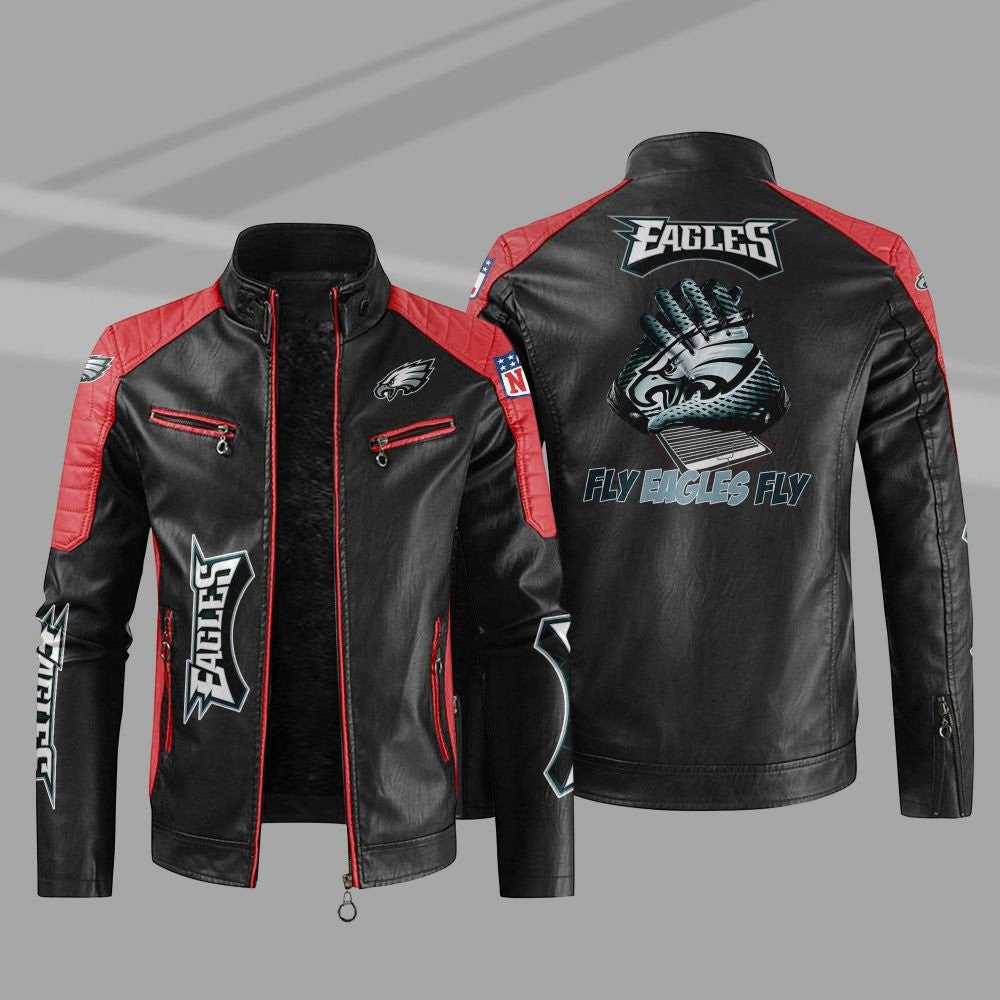Philadelphia Eagles Stand Collar Leather Jacket BG18