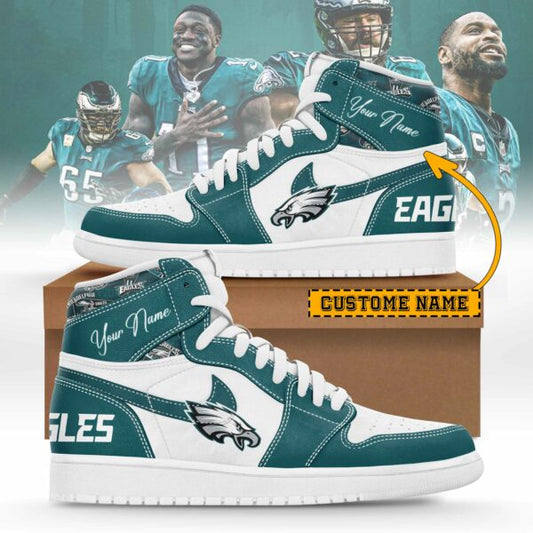 Philadelphia Eagles Limited Edition High AJ1 Shoes with Custom Name AZBTAJ1SEW000026