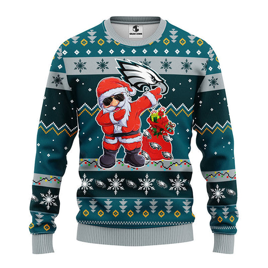 Philadelphia Eagles Dabbing Santa Claus Ugly Christmas Sweater BGSWT178