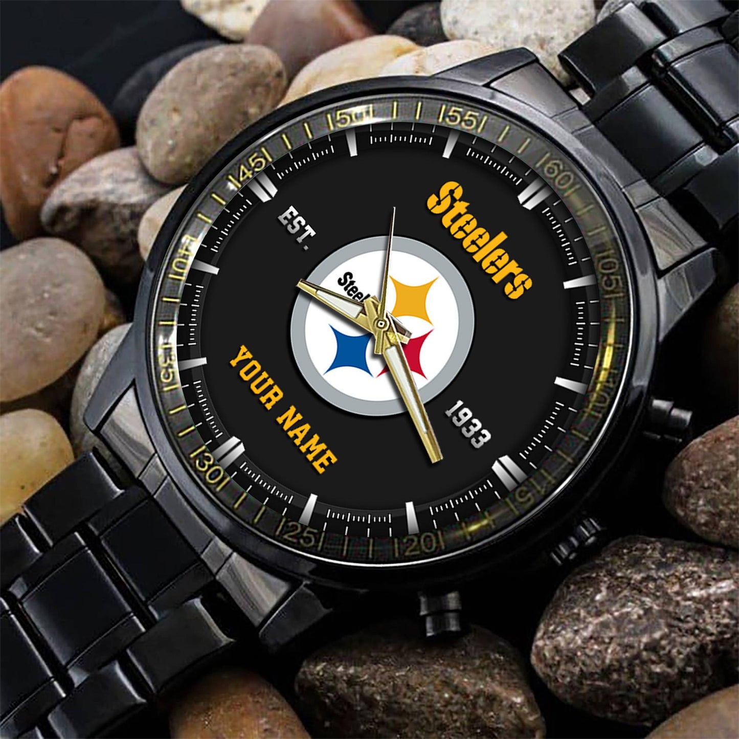 Pittsburgh Steelers Black Fashion Watch Gifts For Sport Fans AZWATCH081