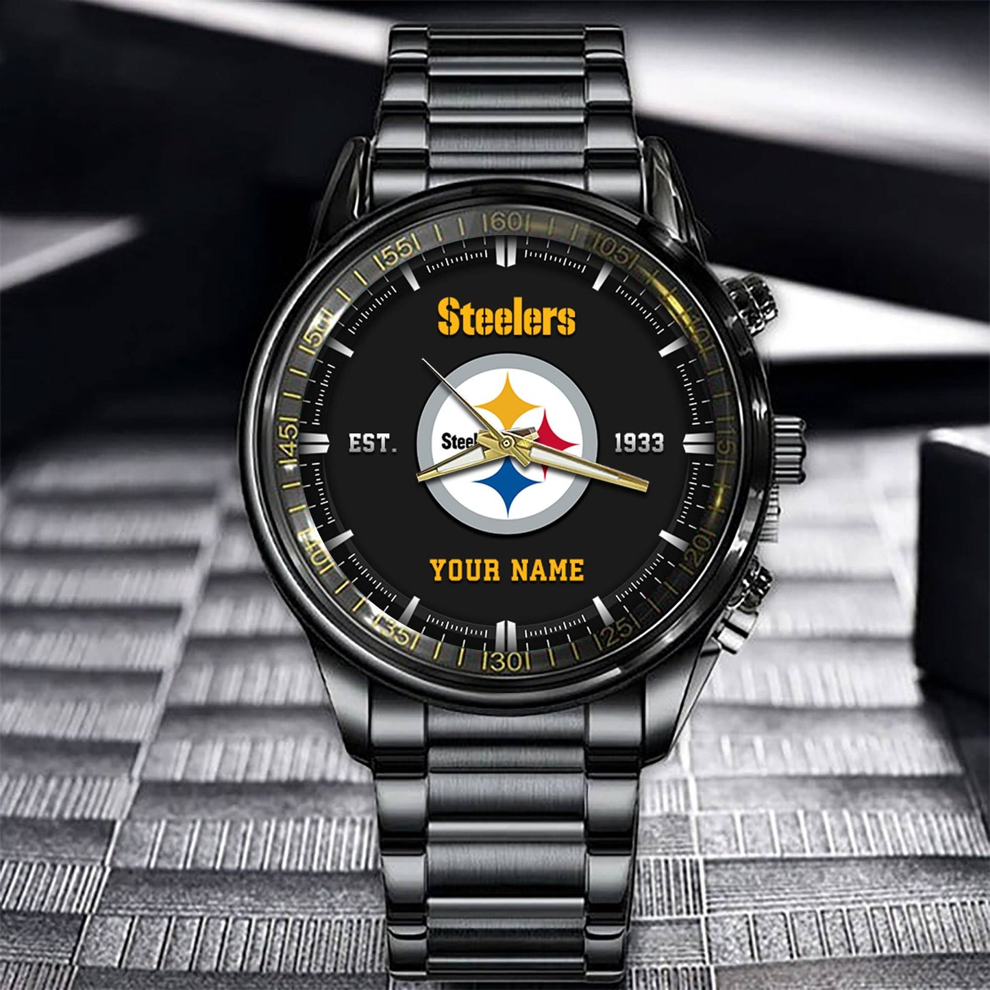 Pittsburgh Steelers Black Fashion Watch Gifts For Sport Fans AZWATCH081