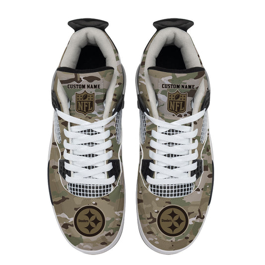 Pittsburgh Steelers Camo Personalized AJ4 Sneaker BG10