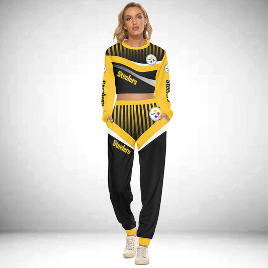 Pittsburgh Steelers Crop Sweatshirt Suit 50