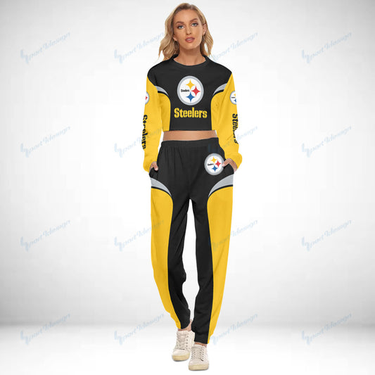 Pittsburgh Steelers Crop Sweatshirt Suit 7