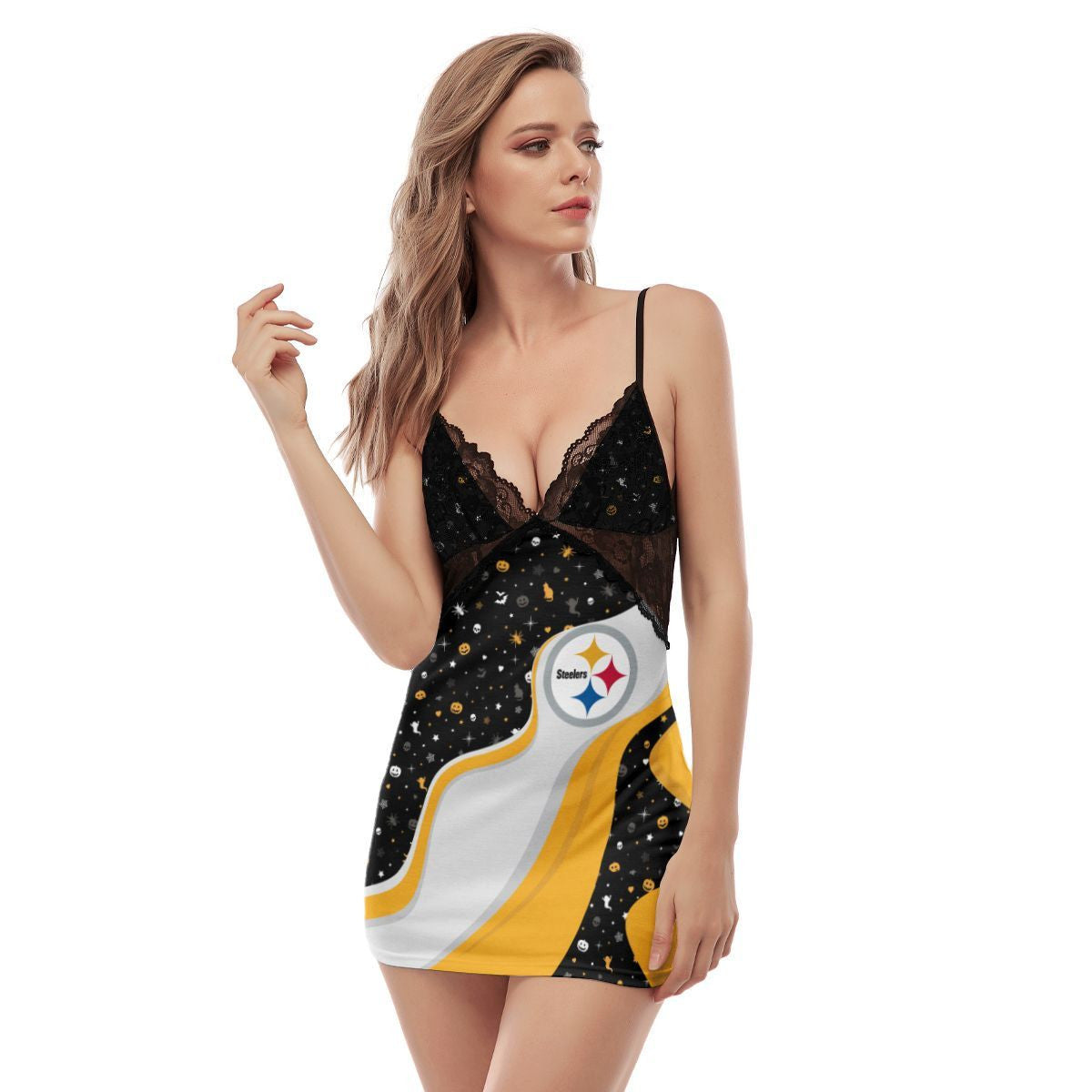 Pittsburgh Steelers Halloween Lace Back Strap Slip Dress 311
