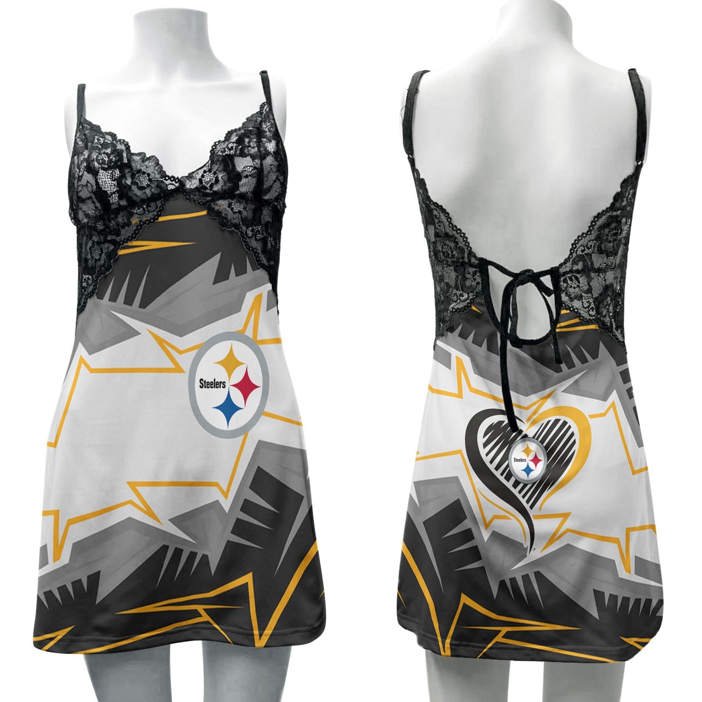 Pittsburgh Steelers Halloween Lace Back Strap Slip Dress 343