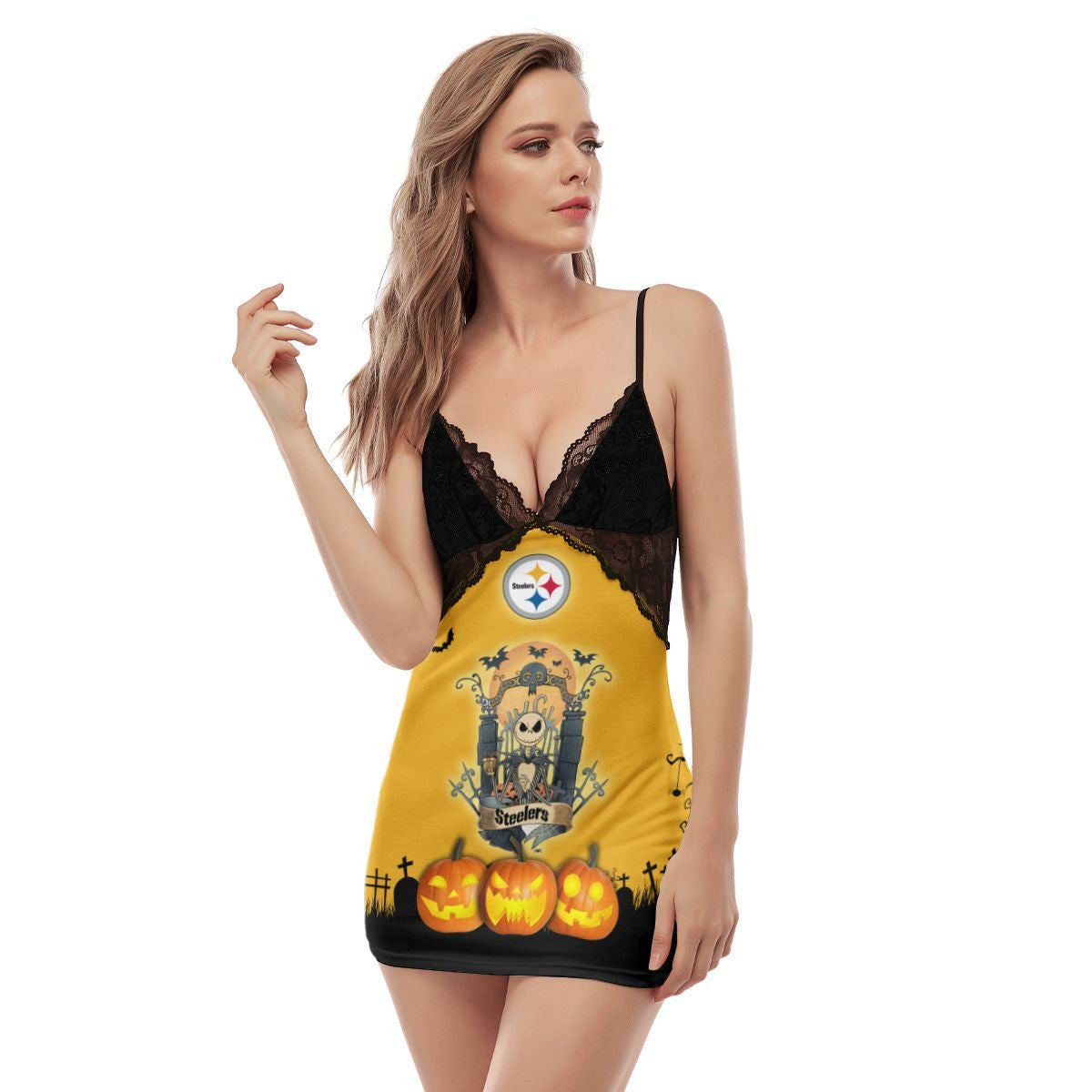 Pittsburgh Steelers Halloween Lace Back Strap Slip Dress 347