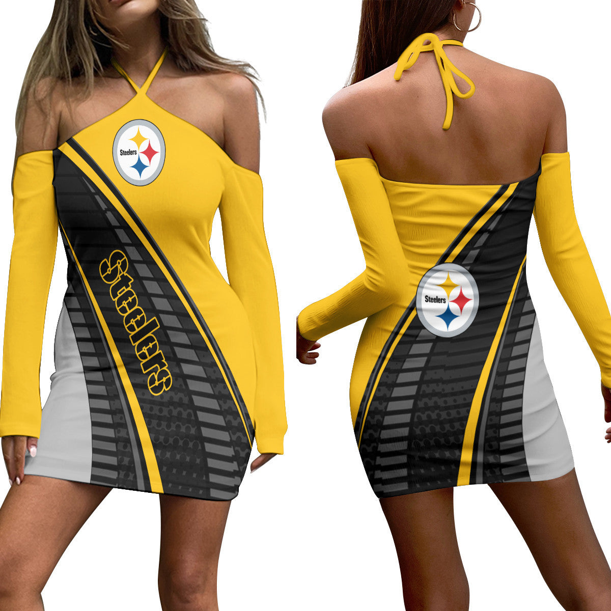 Pittsburgh Steelers Halter Lace-up Dress 006