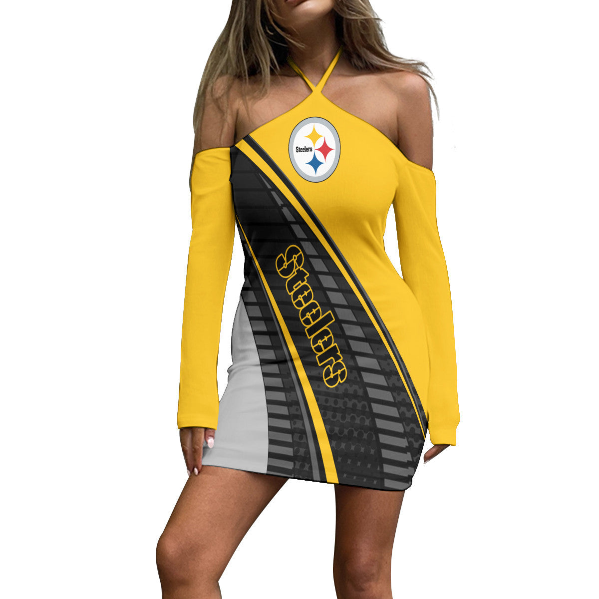 Pittsburgh Steelers Halter Lace-up Dress 006