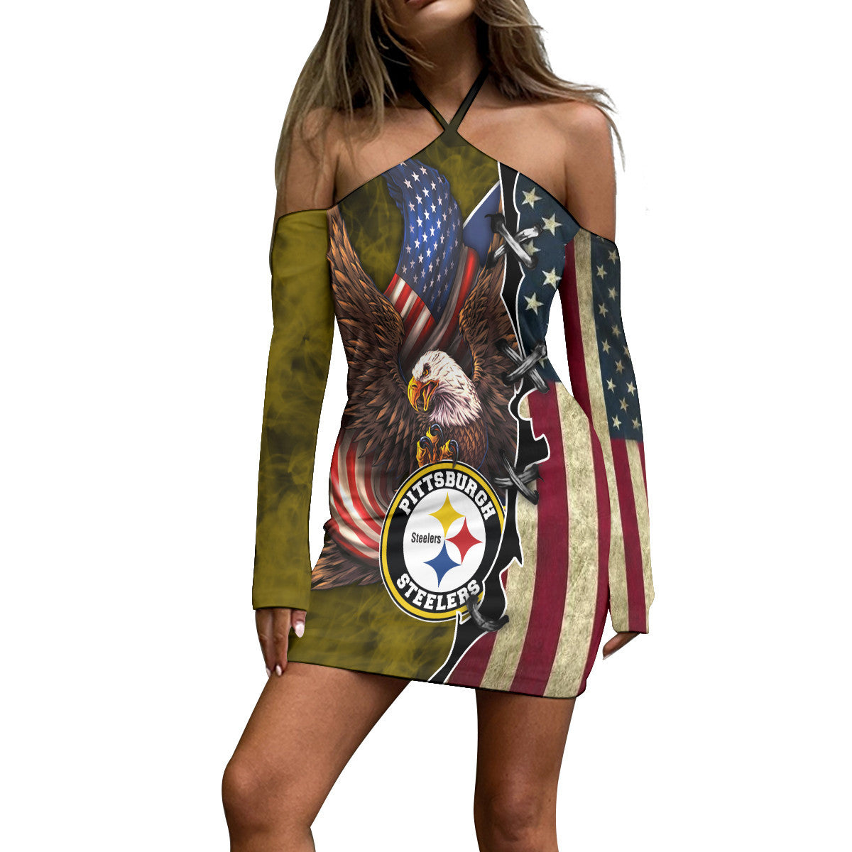 Pittsburgh Steelers Halter Lace-up Dress 50
