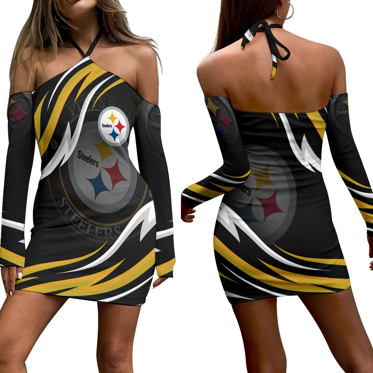 Pittsburgh Steelers Halter Lace-up Dress 64