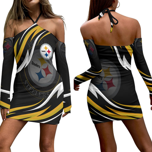 Pittsburgh Steelers Halter Lace-up Dress 64
