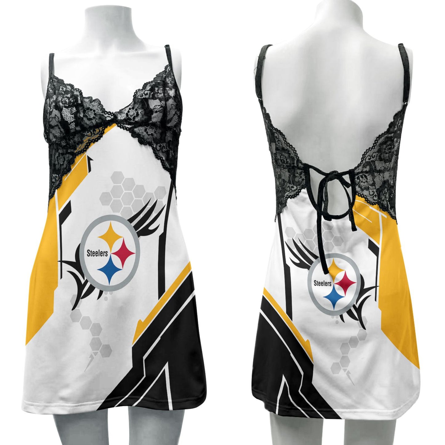Pittsburgh Steelers Lace Back Strap Slip Dress 120