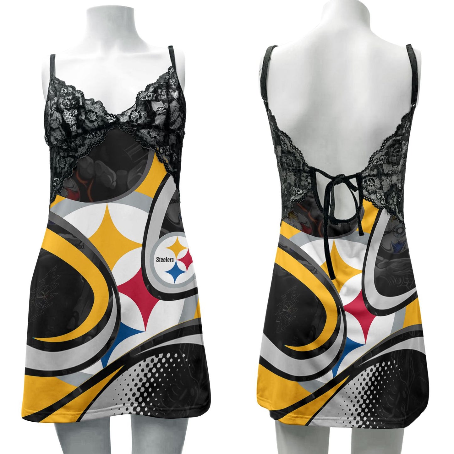 Pittsburgh Steelers Lace Back Strap Slip Dress 141