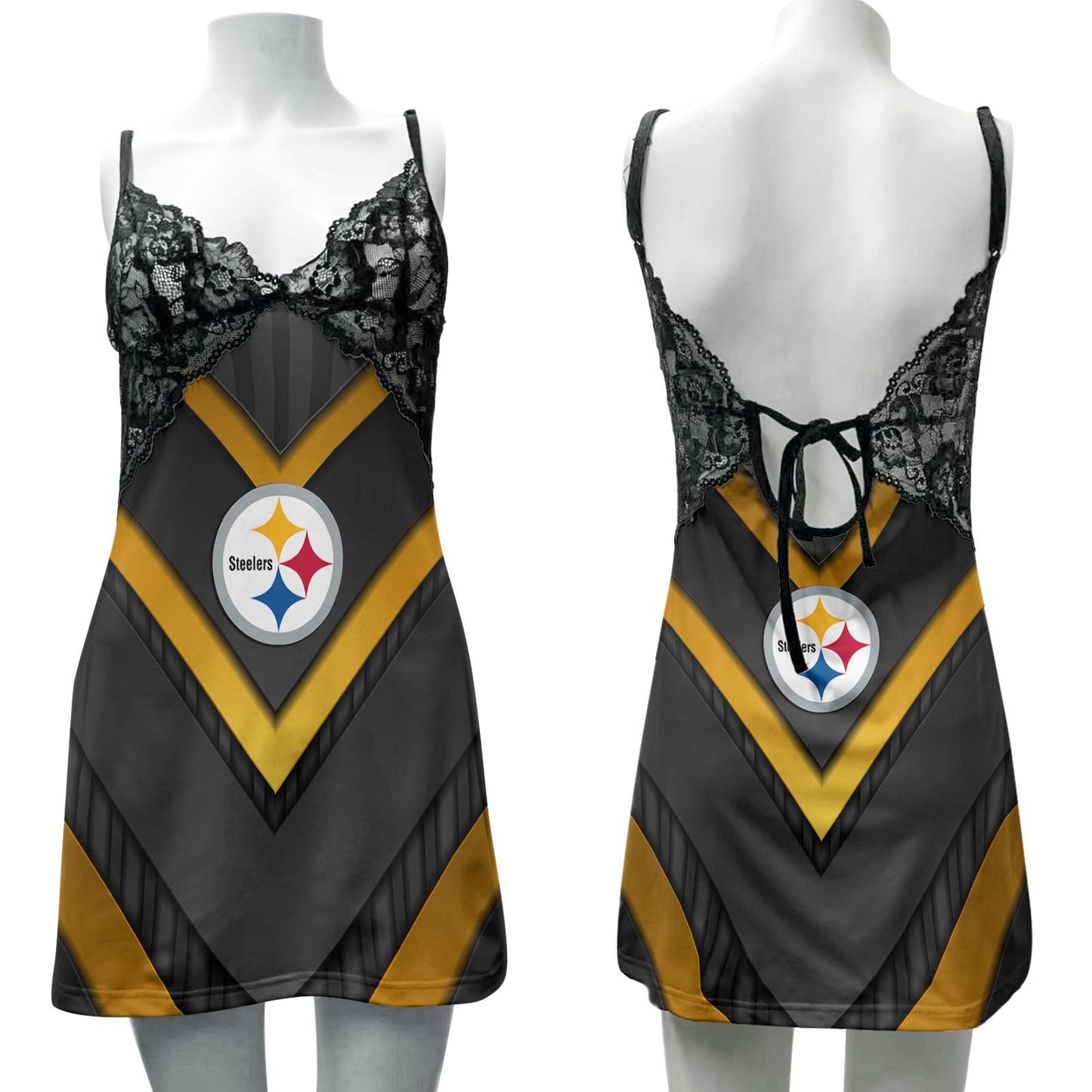Pittsburgh Steelers Lace Back Strap Slip Dress 143