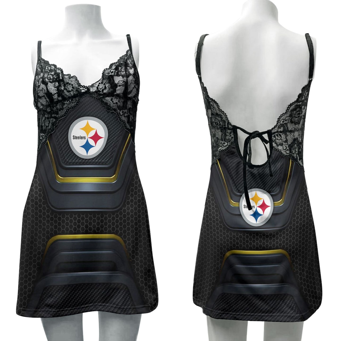 Pittsburgh Steelers Lace Back Strap Slip Dress 146