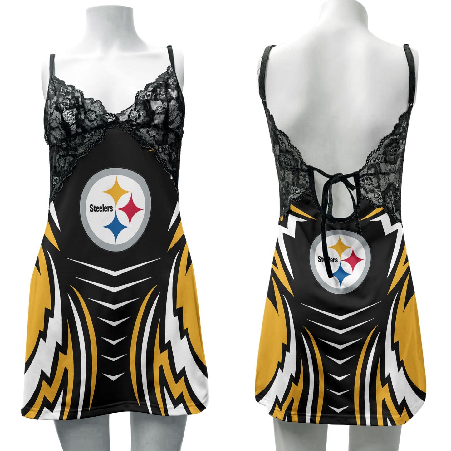 Pittsburgh Steelers Lace Back Strap Slip Dress 182