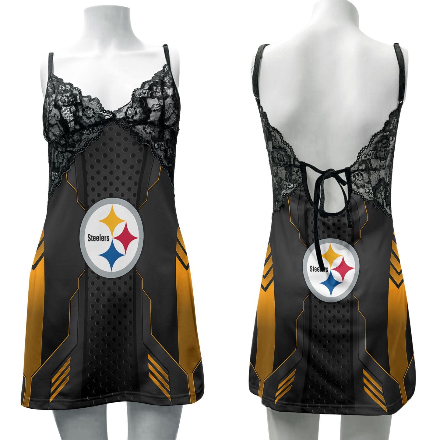 Pittsburgh Steelers Lace Back Strap Slip Dress 239
