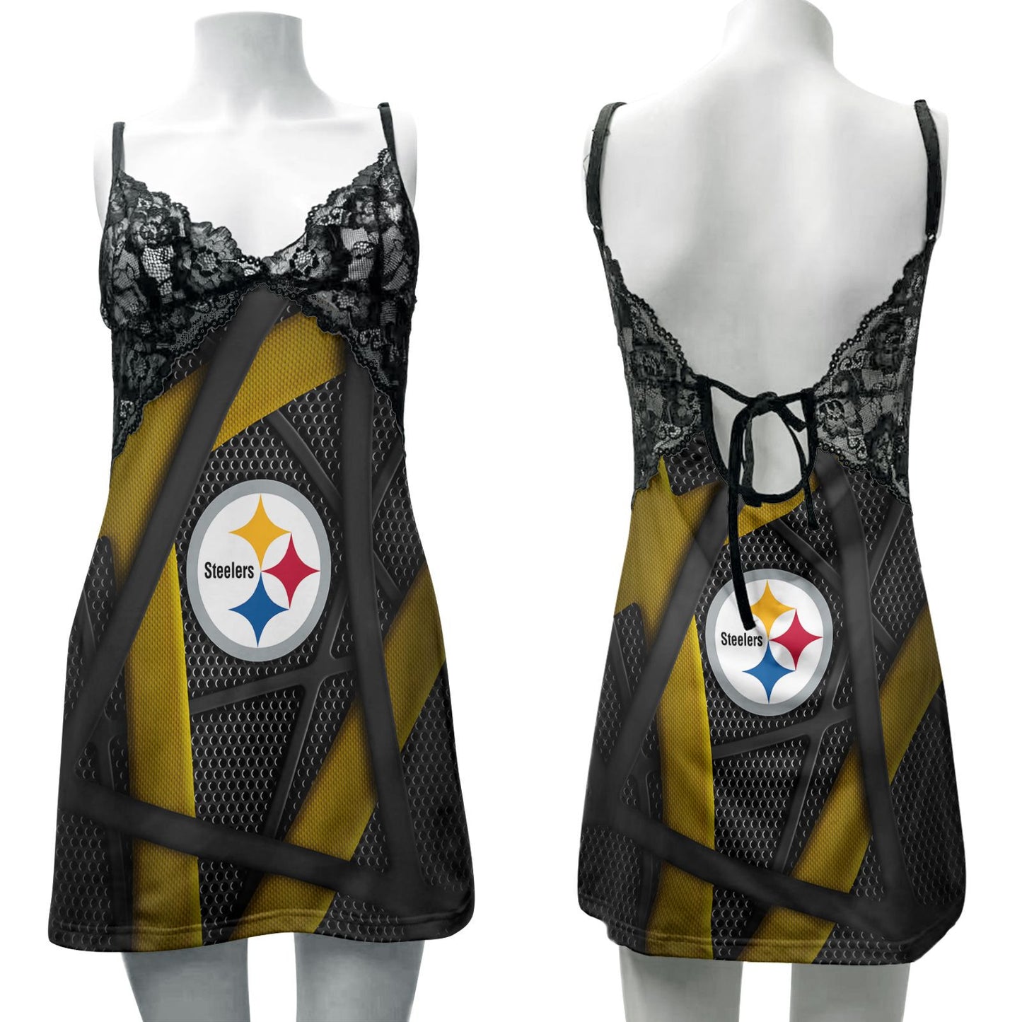 Pittsburgh Steelers Lace Back Strap Slip Dress 261
