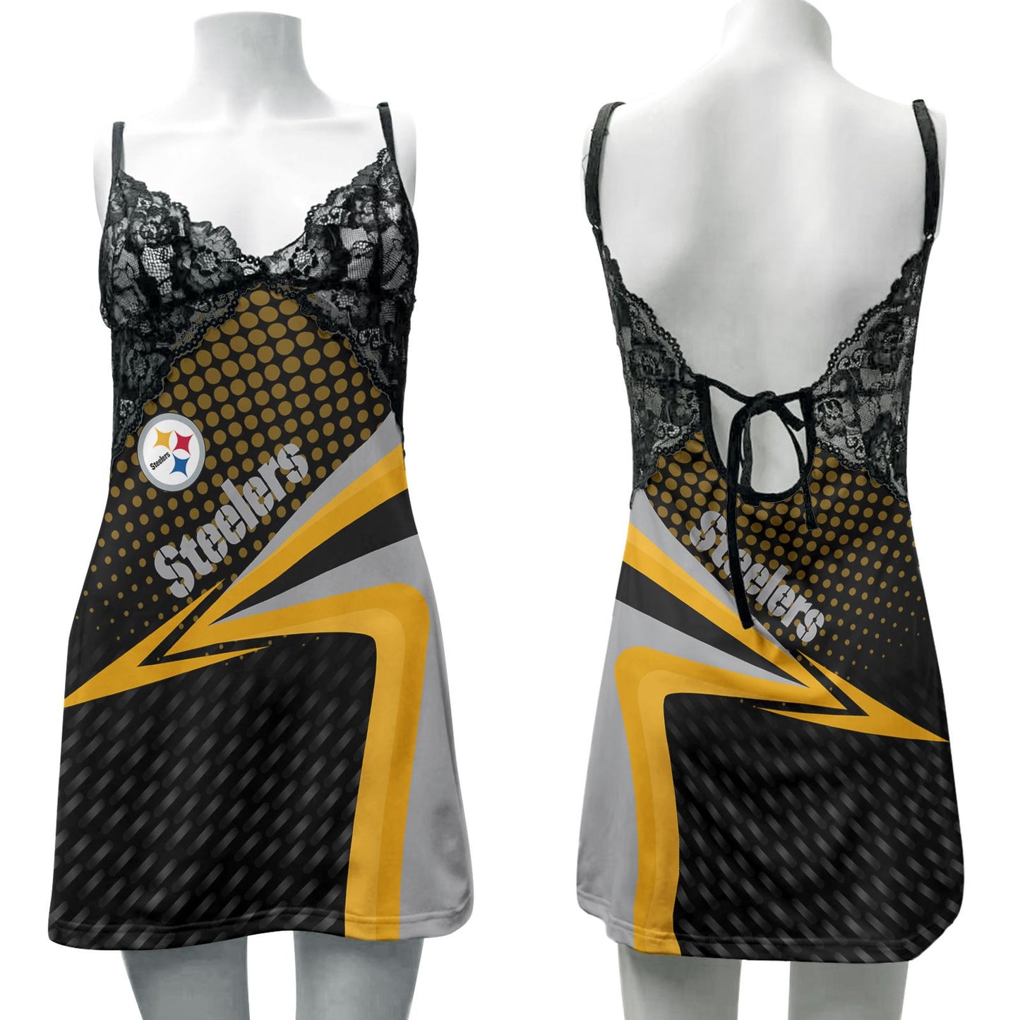 Pittsburgh Steelers Lace Back Strap Slip Dress 269