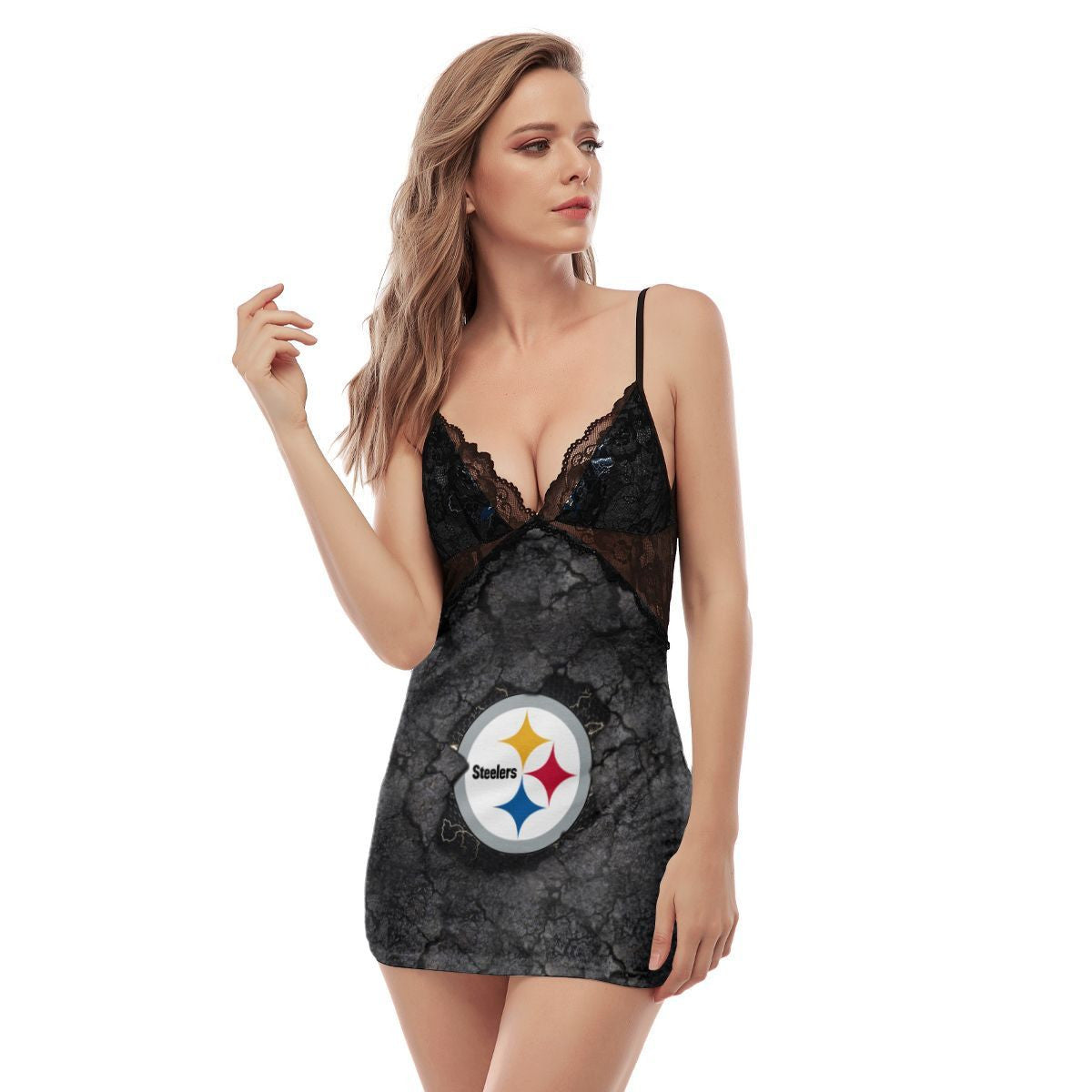 Pittsburgh Steelers Lace Back Strap Slip Dress 338