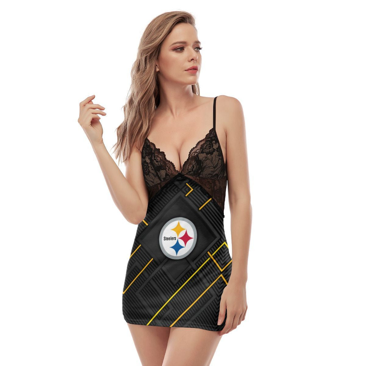 Pittsburgh Steelers Lace Back Strap Slip Dress 368