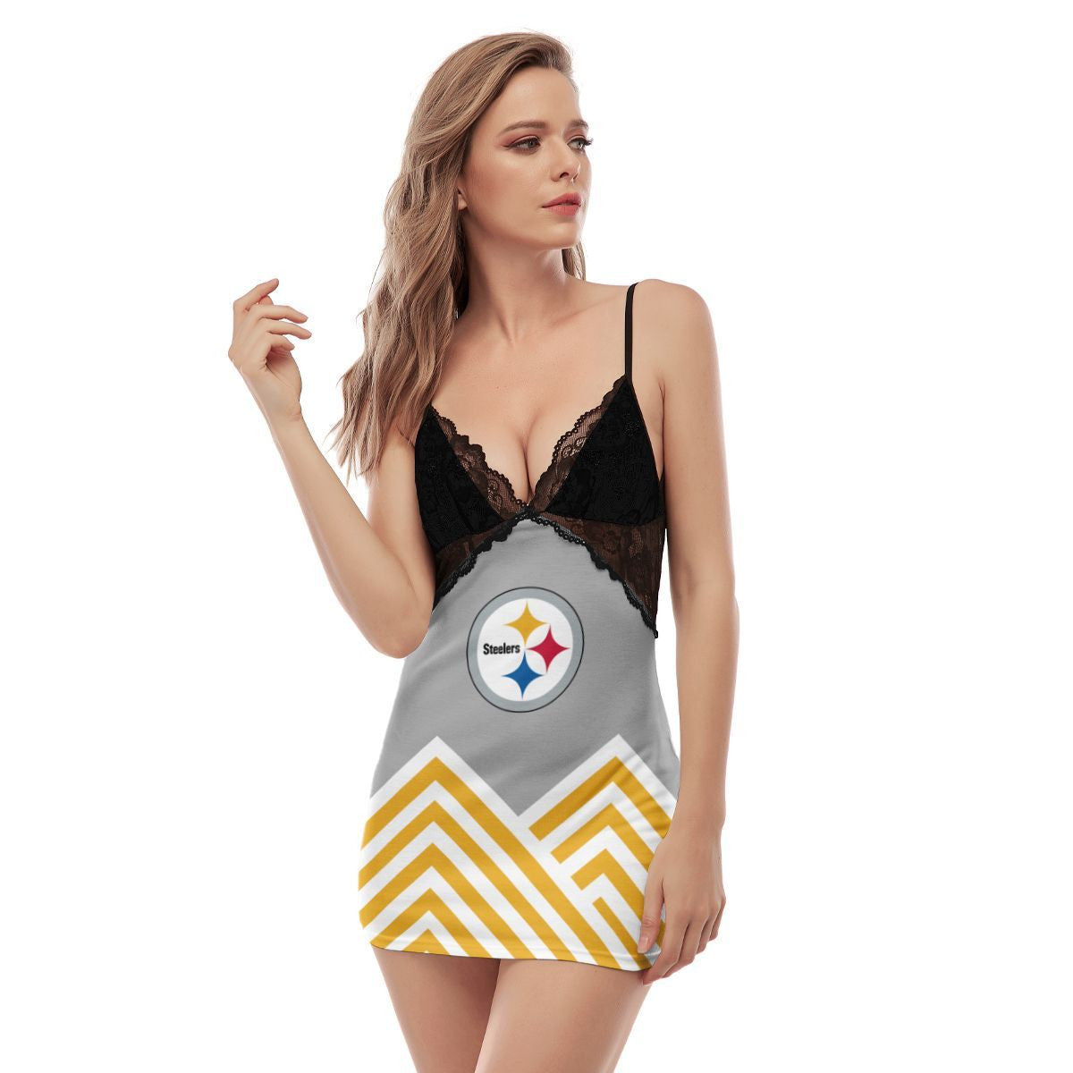 Pittsburgh Steelers Lace Back Strap Slip Dress 383