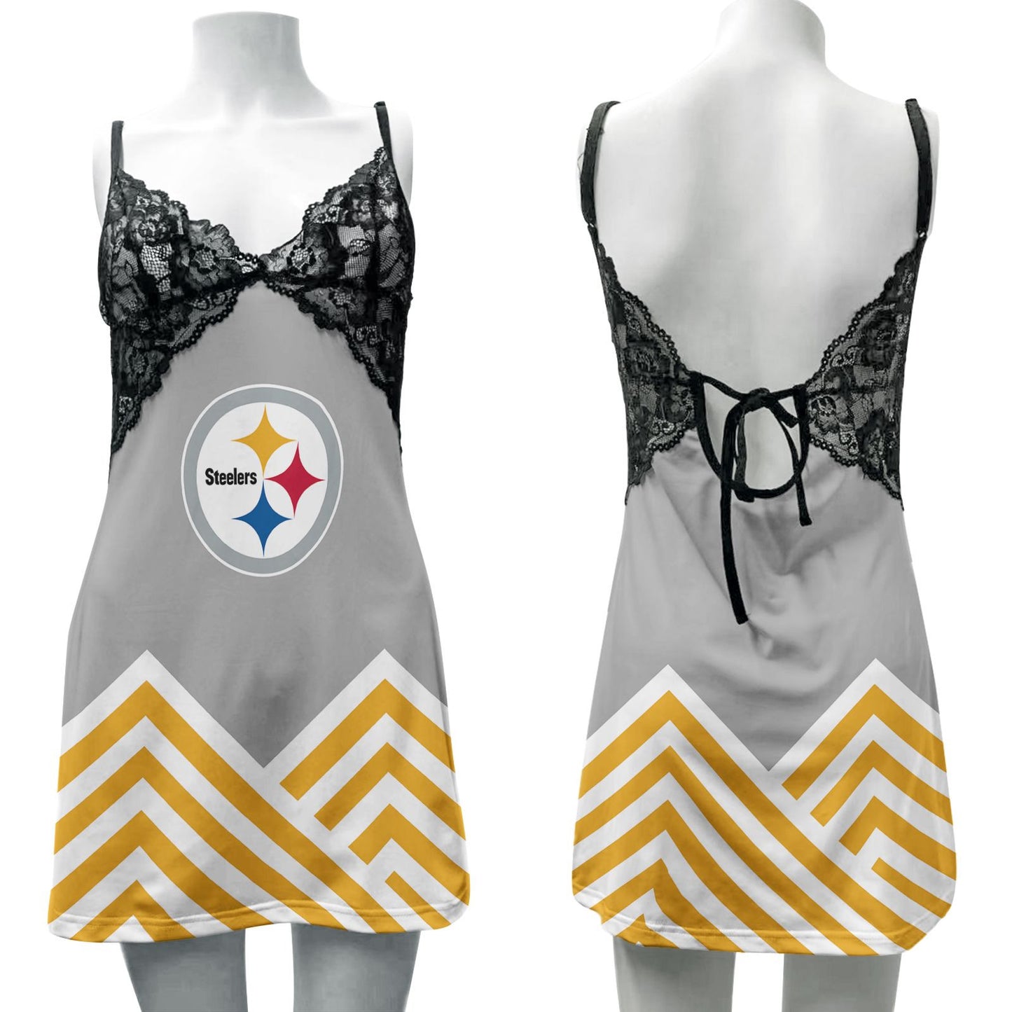 Pittsburgh Steelers Lace Back Strap Slip Dress 383