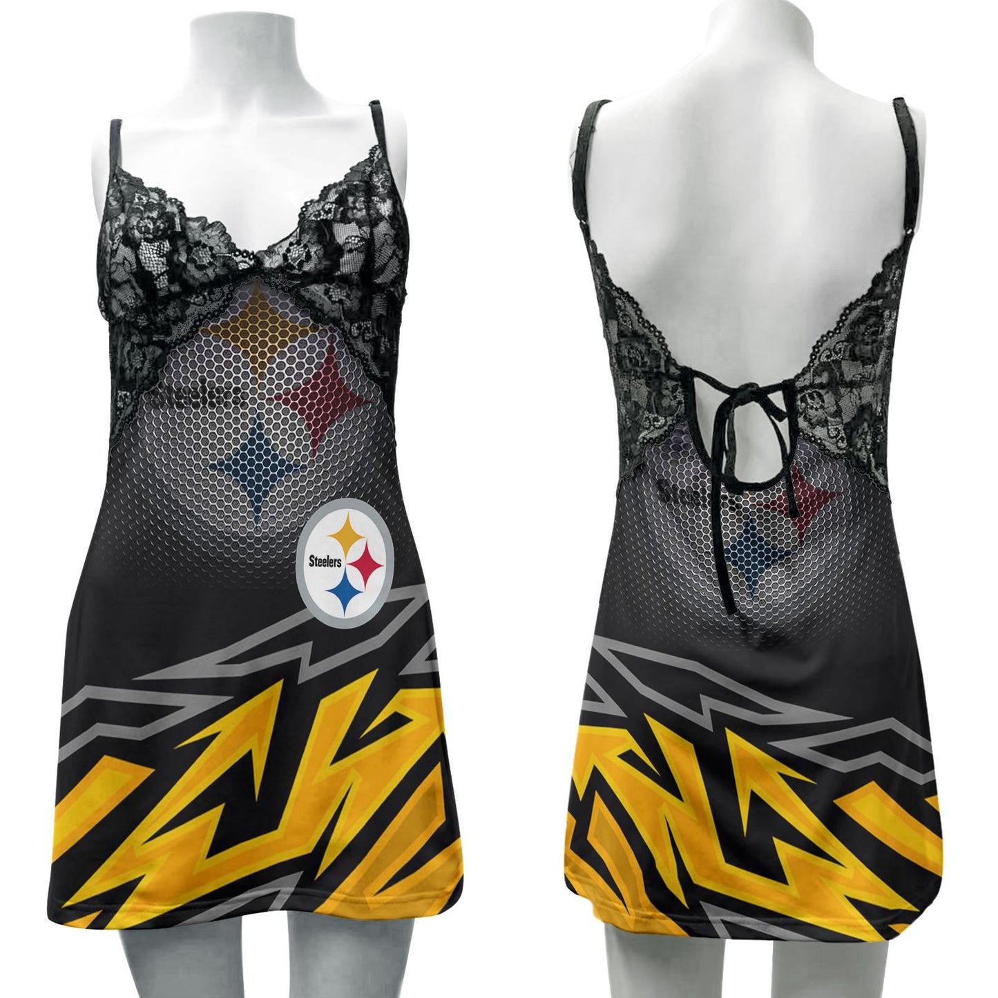 Pittsburgh Steelers Lace Back Strap Slip Dress 394