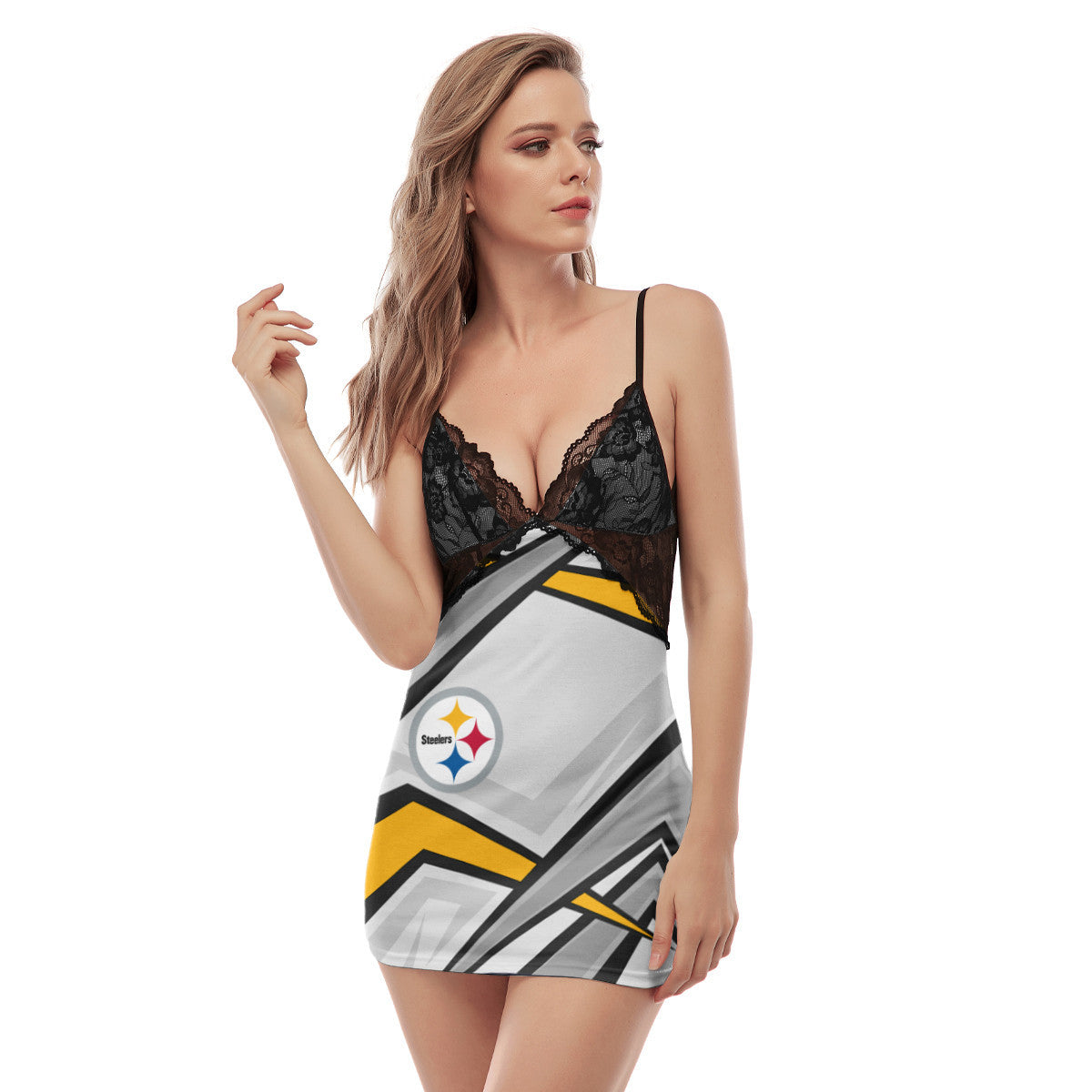Pittsburgh Steelers Lace Back Strap Slip Dress 489