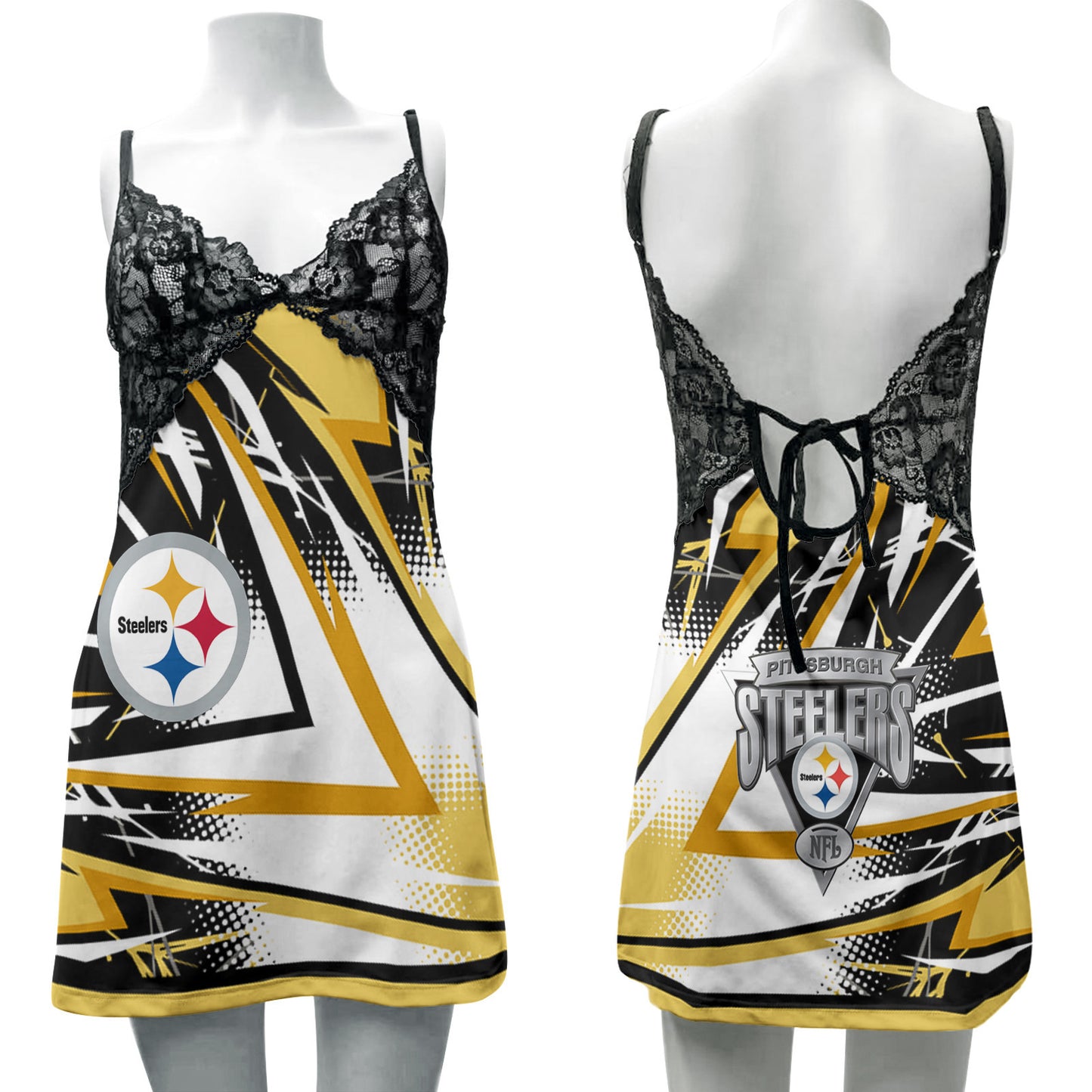 Pittsburgh Steelers Lace Back Strap Slip Dress 494