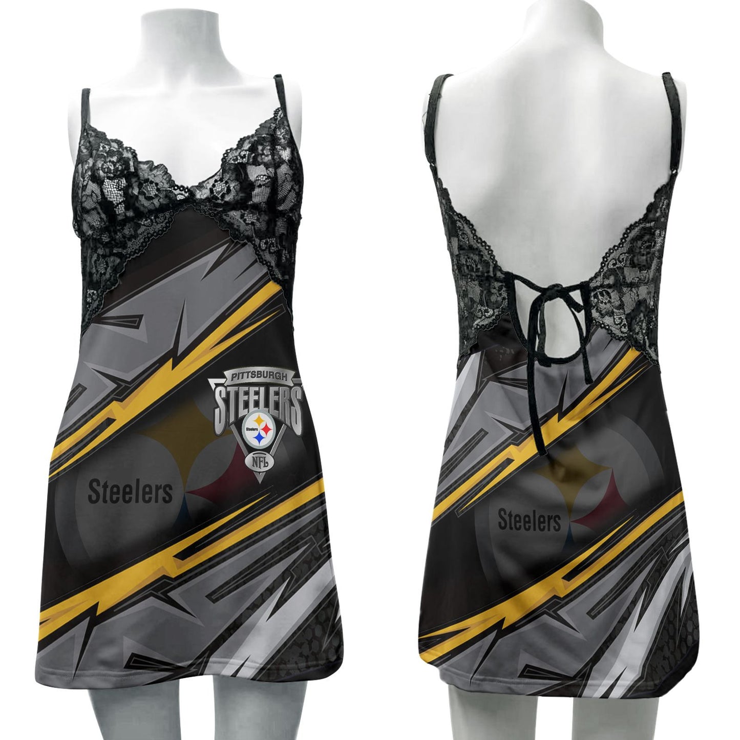 Pittsburgh Steelers Lace Back Strap Slip Dress 83-1