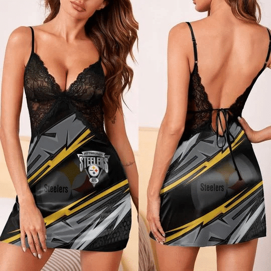 Pittsburgh Steelers Lace Back Strap Slip Dress 83-1