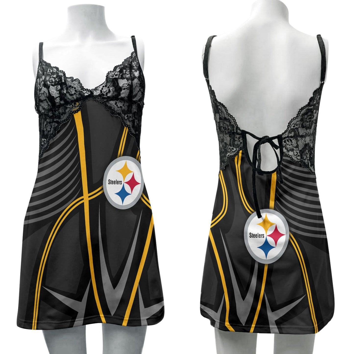 Pittsburgh Steelers Lace Back Strap Slip Dress 94
