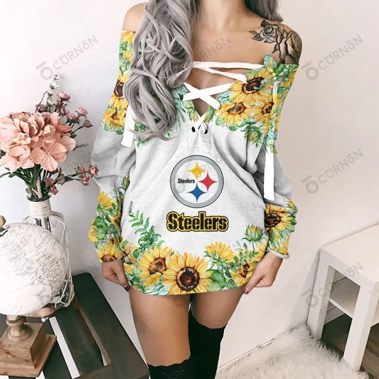 Pittsburgh Steelers Lace-Up Sweatshirt 01