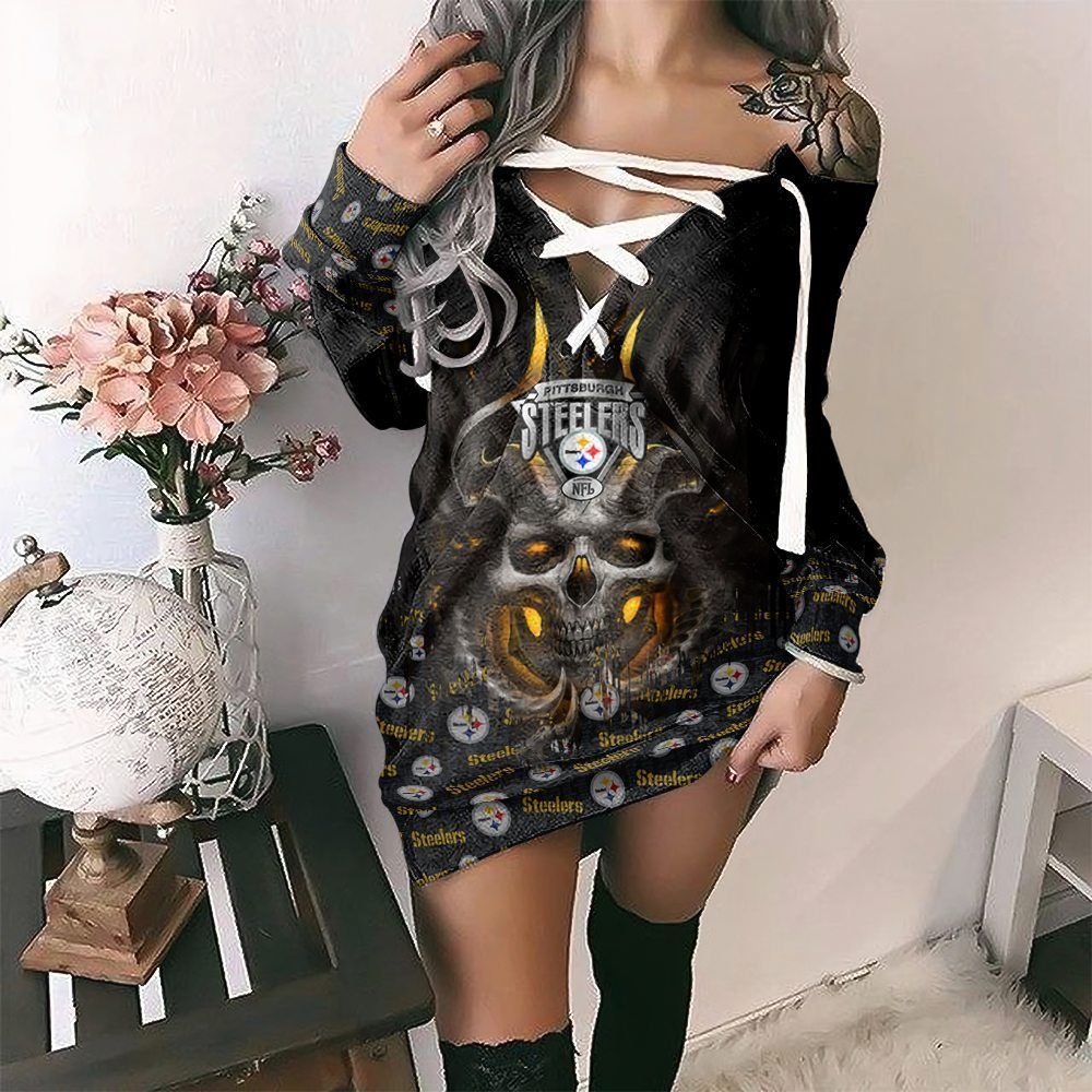Pittsburgh Steelers Lace-Up Sweatshirt 07
