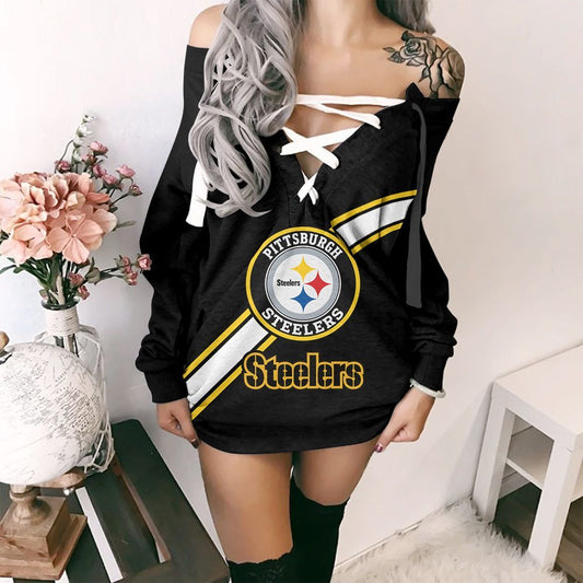 Pittsburgh Steelers Lace-Up Sweatshirt 09