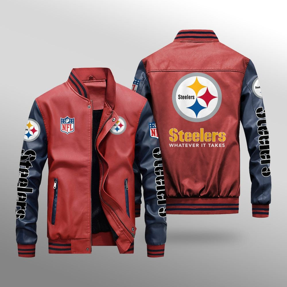 Pittsburgh Steelers Leather Bomber Jacket BG45
