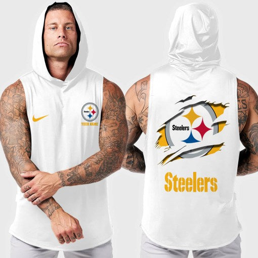 Pittsburgh Steelers Men Workout Hooded Tank Top AZMGSH027
