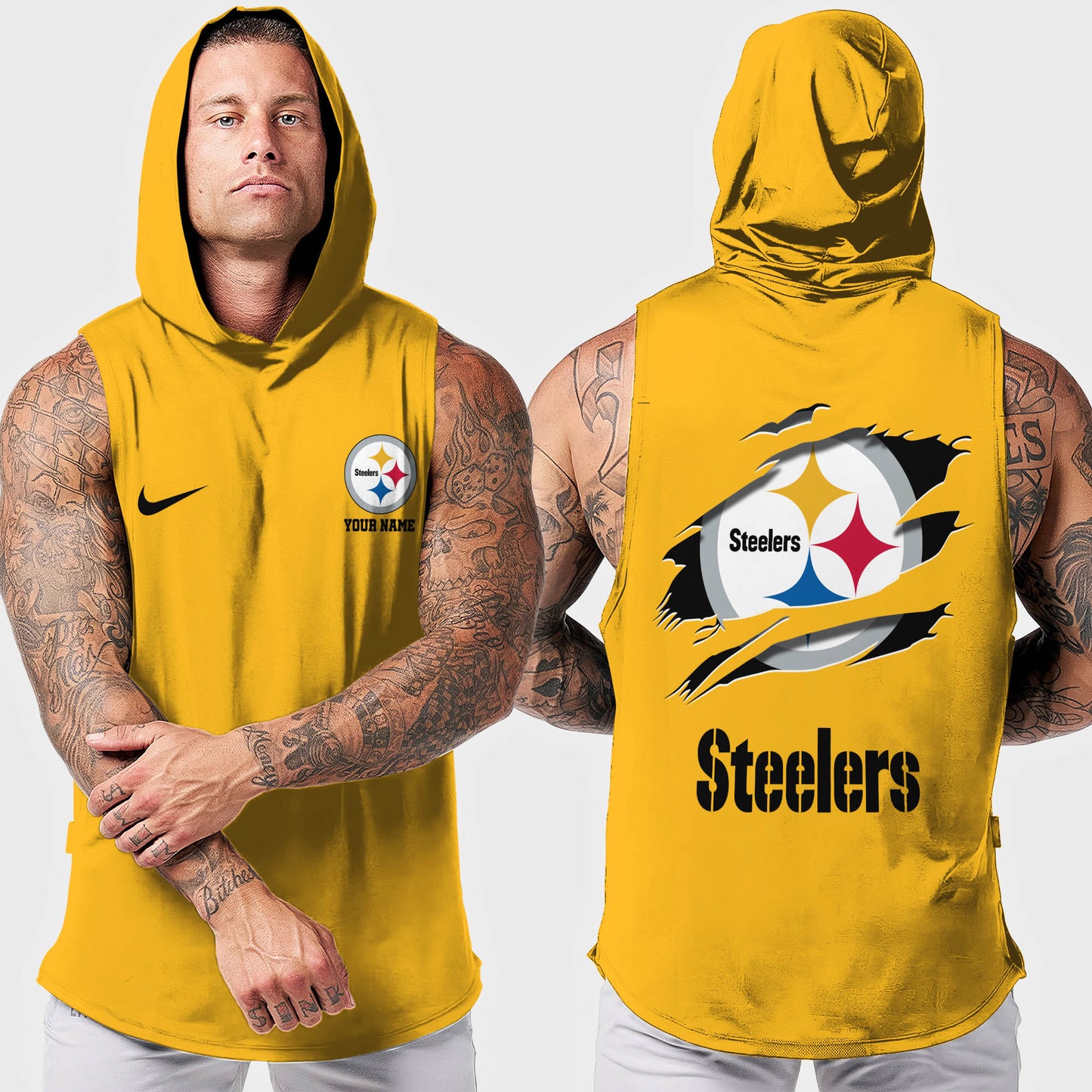 Pittsburgh Steelers Men Workout Hooded Tank Top AZMGSH027
