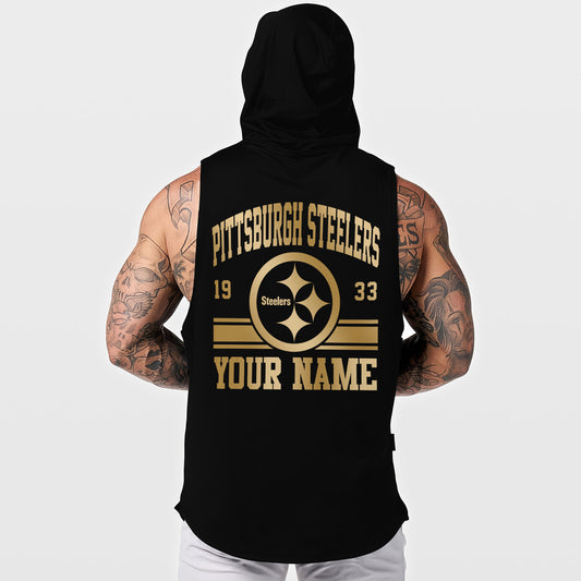 Pittsburgh Steelers Men Workout Hooded Tank Top AZMGSH059
