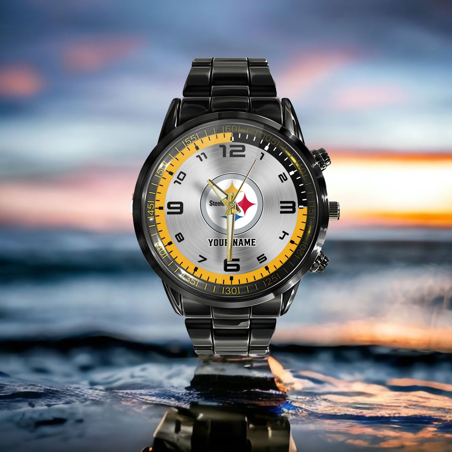 Pittsburgh Steelers Black Fashion Watch Gifts For Sport Fans AZWATCH027